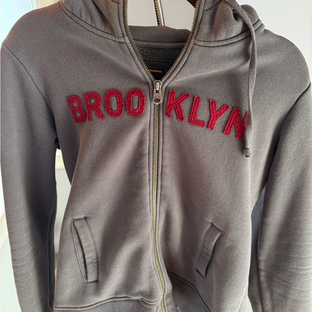Brooklyn Industries Gray Hoodie with Red Lettering